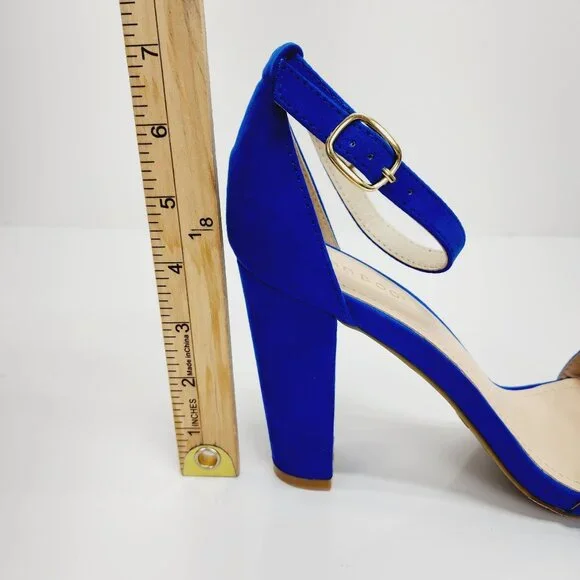 Bamboo Womens Blue High Heel Sandals Size 10 Open Toe Adjustable Strap - Picture 4 of 16